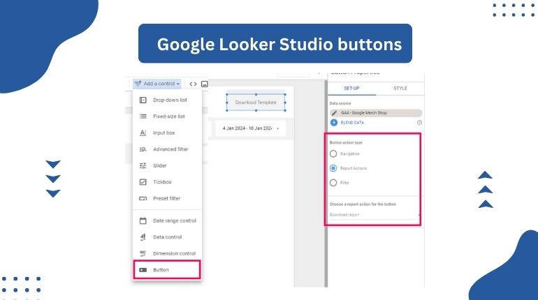 Google Looker Studio buttons
