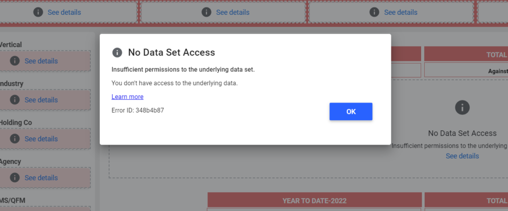 no data set access